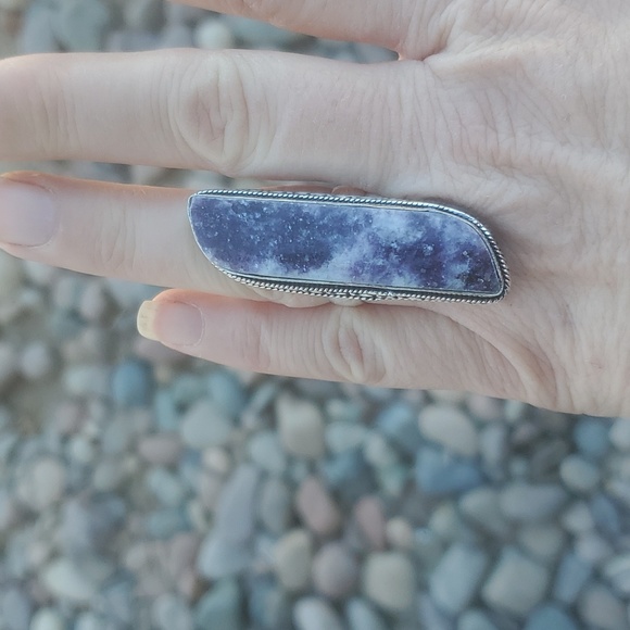 New Oversized Lepidolite 925 Silver Statement Ring. - Picture 14 of 15